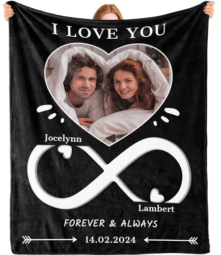 Bemaystar Personalisierte Decke - Personalisierte Geschenke mit Foto, Decke mit Foto Text,Fotodecke mit Eigenem Foto, Geschenke für Freund Freundin Frauen Männer Mama Papa, Geschenke für Valentinstag