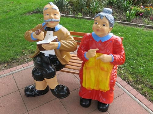 XXL Premium Oma Opa auf Bank lebensgross ca. 120cm Garten Deko Garten Figur inkl. Spedition NEU