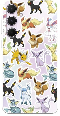 Schutzhülle kompatibel mit Samsung Galaxy A55 5G Offizielle Pokémon Eevee Evolutions Schutzhülle zum Schutz Ihres Handys, transparente Silikonhülle, flexibel, offizielles Lizenzprodukt von Pokémon