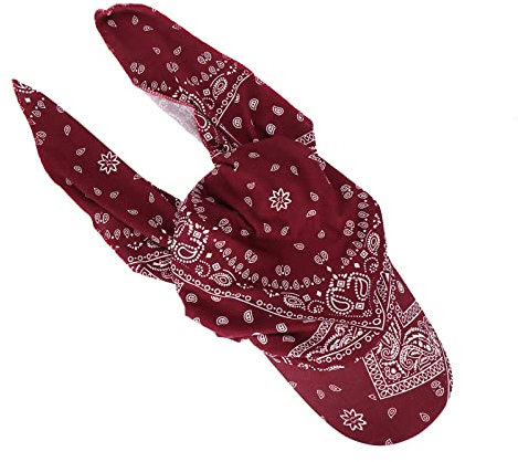 Damen Bandana mit Schirm Haarband Sommer Sonnenhut Kopftuch Visor Strand Cap Bandana Sonnenschutz Mütze Wein Einheitsgröße
