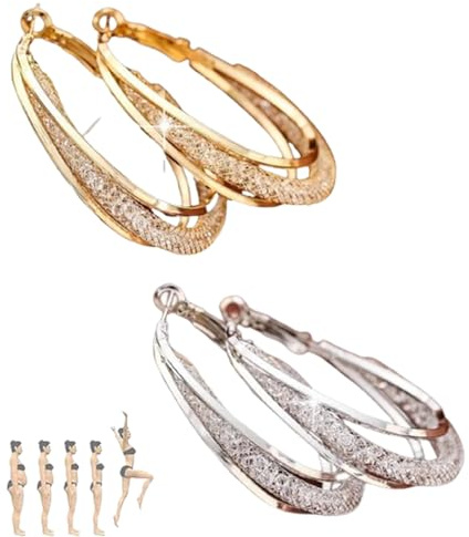 LXURY Lymphatic Fashion Ovale Ohrringe, Lymphvity Magne Therapy Ohrringe, Lymphdrainage Ohrringe für Frauen Mädchen (Gold+Silver)