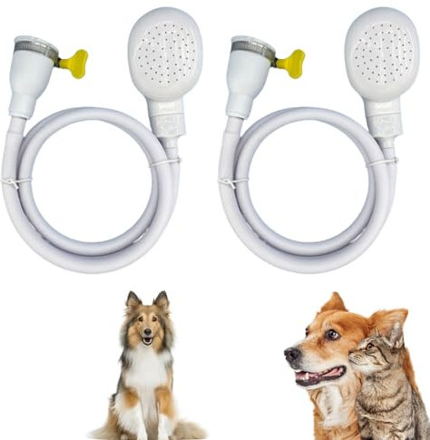 2 PCS Pet Shower Hose Head Bath Sink Single Tap Shower Attachment Head Hose Washing Dresser Hair Pet Perfect Portable Shower Portable Dog Shower Connect on Bath Tub Spout Round Hose Head (White)