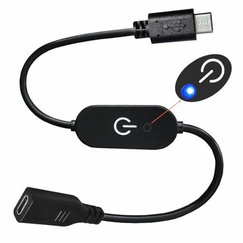 Disscool Cable de interruptor USB C a USB C, cables de extensión USB 3.1 tipo C, 22 AWG, 3 A, 30 V, interruptor táctil, cable de interruptor de llave para laptop (0.3 m)