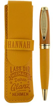 History & Heraldry Bamboo Persönlicher und individueller Kuli Kugelschreiber Stift mit Namen und Spruch Personalisiertes Etui Monogramm-Design persönliches Geschenk (Kuli Hannah)