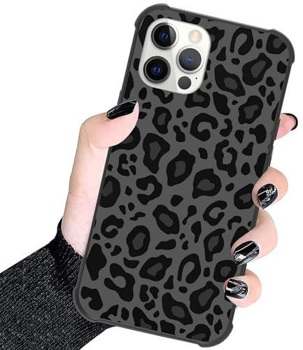 UZEUZA Case Compatible with iPhone 12 Pro Max 6.7 inch, Black Leopard Colorful Heart Cute Elephant Design Tires Aesthetic Slim Cover Shockproof TPU Case for iPhone 12 Pro Max (2020)