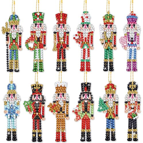 JOPHMO Christmas Nutcracker Diamond Painting Keychain Kit: 5D DIY Diamond Painting Art Ornament, Full Drill, Unisex, Ages 12+