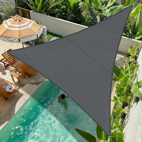 COOL AREA Sonnensegel Wasserdicht 6x6x6m Dreieckig Sonnenschutz 95% UV Schutz Wasserabweisend Segel PES für Garten Balkon Terrasse-Antracita