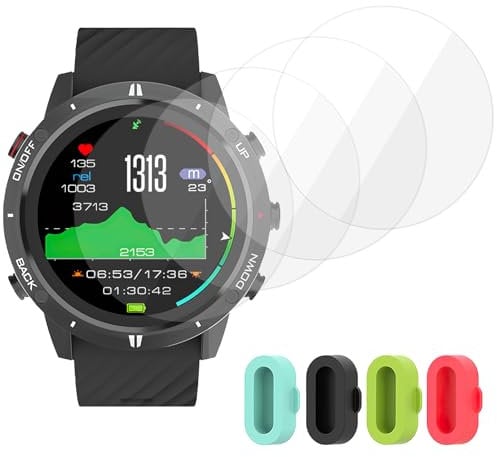 4 Pack Tempered Glass Screen Protector for Garmin Epix Gen 2 Smartwatch with 4 Pack Silicone Charger Dust Plugs Anti-Scratch Bubble Free Easy Installation 9H Hardness Film Ultra-Thin Protective Cover