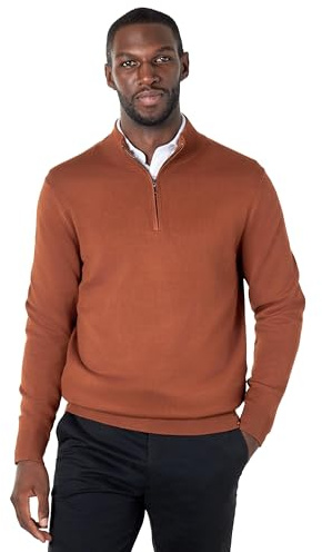 Xposed Mens 100% Cotton Fine Knit Zip Neck Jumper Classic Regular Fit Pullover Sweater