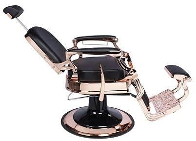 Genérico Fauteuil inclinable de barbier Rose Gold, couleur noire, avec pompe hydraulique