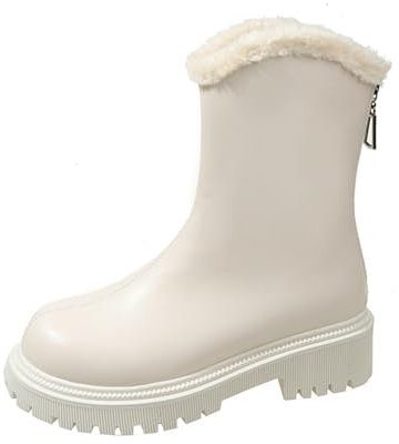 Yekdmxop Stivali Alti con Tacco Donna Stivali Medi da Donna Senza Tacco Antiscivolo Stivali Anfibi Donna Antivento Stivali Donna con Tacco Casual Chelsea Boots Donna Stivali Donna Invernali Offerta