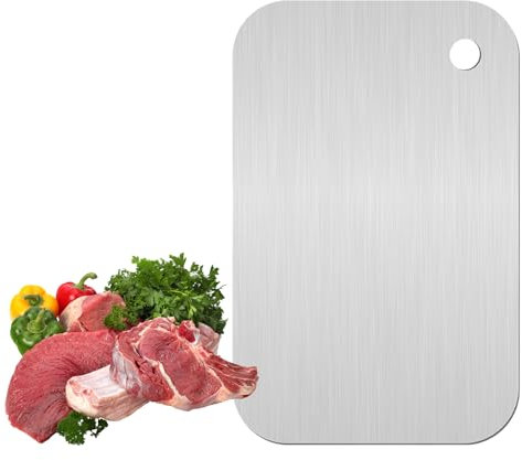 GUTERTOP 15 x 25 CM Titan Schneidebrett, Edelstahl 304 Schneidebretter Titan, Titanium Cutting Board für Küche Küchenarbeitsplatten Kochen mit Tuch