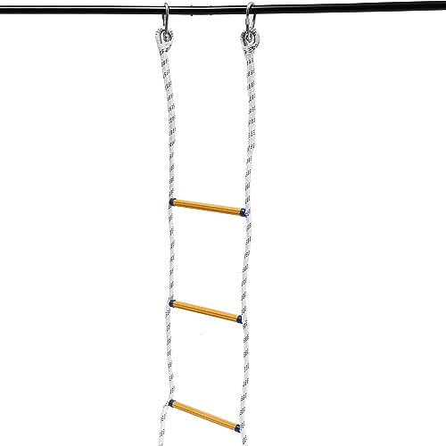 Escalera de 6 m con mosquetón, tejida a mano, para incendios, reutilizable, hasta 200 kg