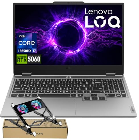 Lenovo LOQ Ordinateur portable de jeu alimenté par l'IA, 15,6 FHD 144 Hz, Intel i5-12450HX, NVIDIA GeForce RTX 2050, 16 Go de RAM DDR5, 1 To SSD, pavé tactile, ensemble avec radiateur pliable PCO pour