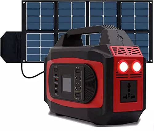 HTDRE Estación de energía portátil de 500 W con un Panel Solar de 150 W, generador Solar de Respaldo para el hogar, Actividades al Aire Libre, Camping y Viajes.