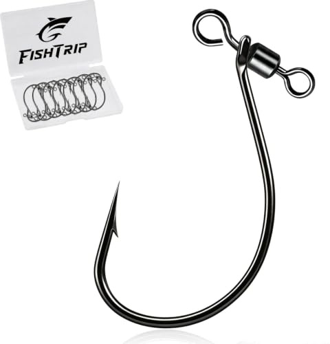FishTrip 25 x Drop-Shot-Haken, Angelvorrichtung, Spin Shot Rigs zum | Hartstahl, Quick-Clip, Drop-Shot-Haken für Elritzen, Barsch, Zander, Barsch, Salzwasser, Süßwasser, Größen #4 - 2/0