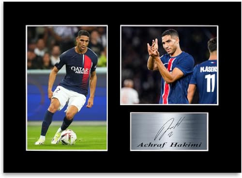 Achraf Hakimi Football Player 2024-2025 Poster imprimé signé A4 Cadeau pour les fans de PSG