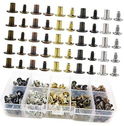 CORHAD 150juegos Remaches Metálicos Kit De Remaches Para Cuero Tornillos De Encuadernación Para Manualidades Suministros Para Marroquinería Cinturones y Ropa