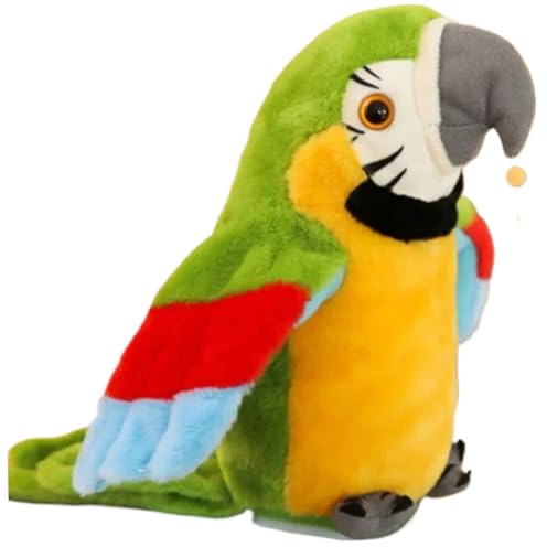 Loro parlante Que Repite lo Que Dices, Peluche electrónico con Forma de pájaro Mueve Las alas, Ideal para niños y niñas, Color Verde.