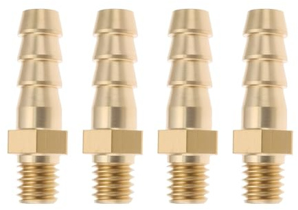 Briny River Lot de 4 raccords cannelés en laiton pour tuyau M6 x 1,0 à 6 mm pour systèmes de carburant, air marin