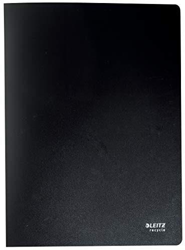 Leitz A4 Sichtbuch, 10er Pack, Mit je 40 eingebundener Klarsichthüllen für 80 Blatt, 100 Prozent recyclebar, Umweltfreundlich, Recycle-Serie, Schwarz, 46770095