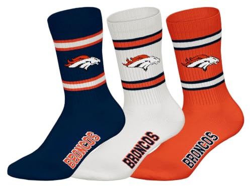 NFL Unisex Team Crew Socken, 3er Pack | Weicher Baumwoll-Mix, gerippter Bund mit Streifen und Logo, atmungsaktiv, pflegeleicht