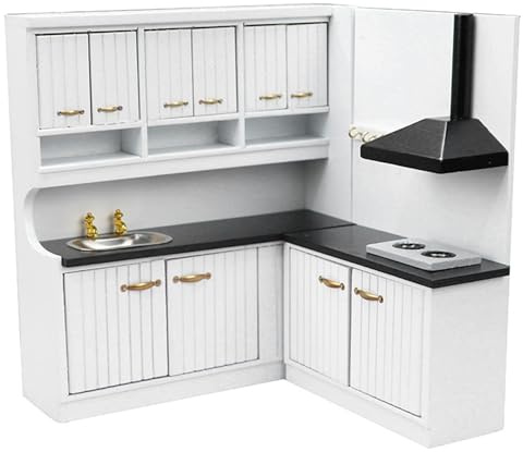 Juego de Cocina para casa de muñecas, Escala 1/12, gabinete de Estufa y Fregadero en Miniatura de Madera, Muebles de casa de muñecas para Cocina y Comedor, 2 uds.