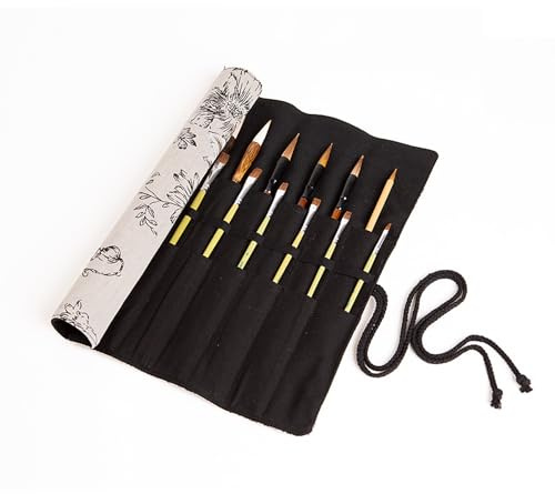 Ttdesefu Paint Brush Holder Storage 20 Slots Art Brush Roll Canvas Pouch Artist Holder Roll Up Brush Bag Case Paint Storage Canvas Pouch for Watercolor Gouache (Gray)