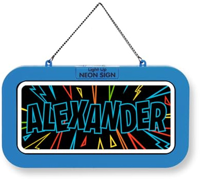LED Leuchtschild Neonschild mit Namen, Leuchtende Wanddekoration mit Batterie, 18,7x10,3x1,6cm - Alexander