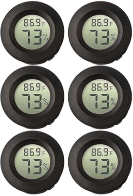 VRTYVEYBB Digitales Hygrometer und Thermometer für Luftfeuchtigkeit & Temperatur, schlankes Design (4,5 cm), 6er-Pack, schwarz