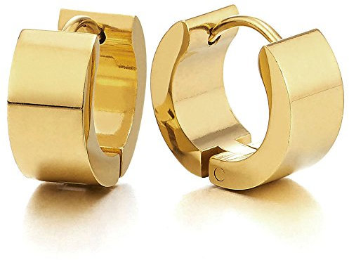 Paar Gold Creolen für Herren Damen, Edelstahl Huggie Ohr Manschette Ohrringe, Fake Piercing