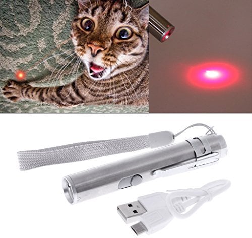 Lottoy® Cat Teaser Toy, 3 in 1 Interactive LED Light Pointer Pen USB Rechargeable Flashlight Pen