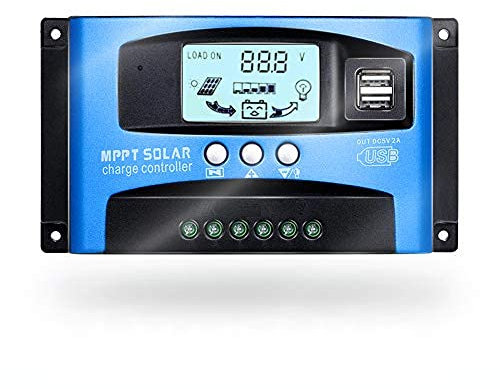 SolaMr 30A Régulateur de Charge Solaire 12V/24V Contrôleur de Charge de Batterie pour Panneau Solaire avec Écran LCD et Double Port USB - 30A