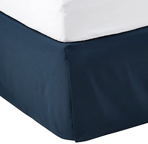 Amazon Basics Cache-sommier plissé, 152 x 203 x 41 cm, bleu marine, uni