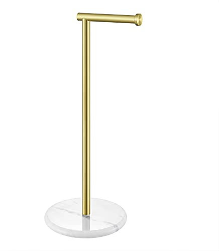 KES Gold Toilet Roll Holder Free Standing Toilet Paper Holder Marble Bathroom Tissue Dispenser Stand SUS304 Stainless Steel Brushed Gold, BPH284S1-BZ