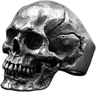 DAOMEI Herren Calvarium Totenkopf Ring Gothic Biker Ring Motorrad Band Schmuck