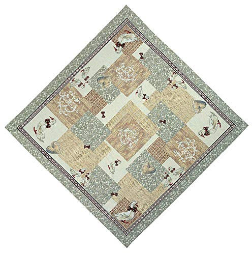 StiVoTex Tischdecke 97x97 cm Gobelin Mitteldecke Landhaus Gobelindecke Enten Küchendecke Beige