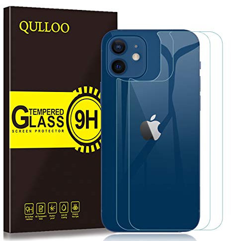 QULLOO Hinten Schutzfolie Kompatibel mit iPhone 12 Mini, Rückseite Displayschutzfolie Schutzfolie 9H Härte Zurück Film HD klar Rückseite Folie für iPhone 12 Mini 5,4 Zoll - 2 Stück