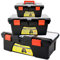 3 x Pcs MARKSMAN TOOL BOX SET Chest FREE TRAYS Heavy Duty Foldaway Carry Handle DIY Compartment Removeable Tote WORKSHOP Storage Organiser Small Medium Large Garage Home Garden Power Hand Tools UK
