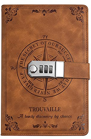 WANLIAN journal,diary with lock, with pen holder and card storage, suitable for personal travel diary