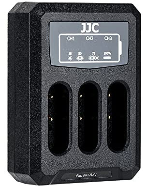 JJC USB Triple Battery Charger Adapter for Sony ZV-1 RX100 Series Digital Cameras Handycam for Sony NP-BX1 Battery