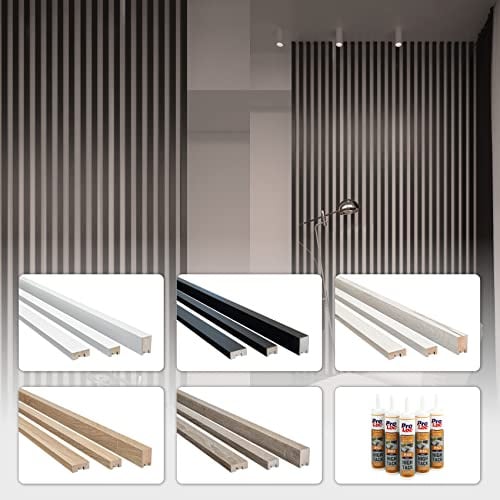 HEXIM 2,7m Lamellen MDF Holz - Lamellenwand Raumteiler Top Design Holzlamellen Wandverkleidung - (16 Stück - Black Edition) Lamellen Raumakustik Ökologisch