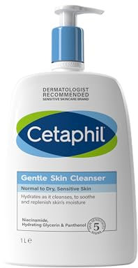 Cetaphil Gentle Skin Cleanser, 1L, Face & Body Wash, For Normal To Dry Sensitive Skin, With Niacinamide & Glycerin, Soap Free, 1 unit