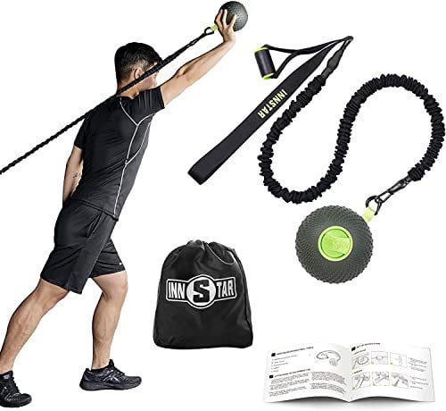 INNSTAR Mini Weighted Gymnastikball, 360° Core Trainer mit Widerstandsband, Widerstandsball für Cardio, Abnehmen, Core, Wurftraining - tragbar für Reisen im Fitnessstudio zu Hause