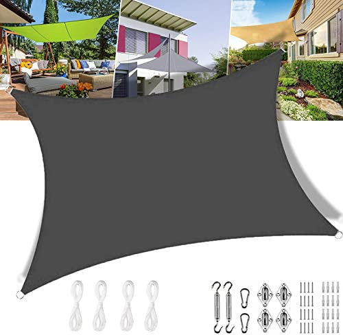 Pergola Anti UV 4x6m Rectangulaire, Imperméable Pergola pour Jardin Terrasse Camping Fête Piscine, sur Mesure avec Kit de Fixation, Gris Foncé