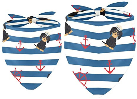 Hundehalstuch, nautisch, mit Anker-Rädern, für Mädchen, Jungen, Halstuch, Zubehör für kleine, mittelgroße und große Hunde, Welpen, Katzen, Haustiere, 2 Stück
