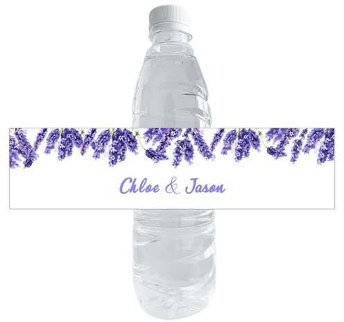 JINFU Autocollants personnalisés d'étiquettes de bouteille d'eau de mariage floral personnalisés,Autocollants vintages personnalisables pour invitations à un mariage,baptême,fiançailles (E,30PCS)