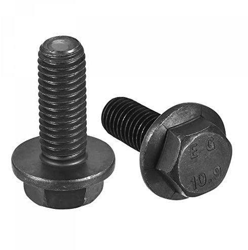 sourcing map Boulons à bride hexagonale M10 x 25 mm, 6 vis à tête hexagonale en acier au carbone de qualité 10,9