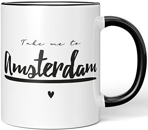 JUNIWORDS Tasse, Take me to Amsterdam, Schwarz (1007707)