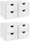 OSCO White Faux Leather 4 Drawer Chest | 2 Pack | Stationery Organiser | Stackable | Makeup Container | Jewellery Box | Not A4 Size | H18.5 x W33 x D20.5 cm |